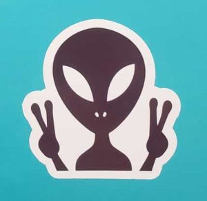 Alien With Peace Signs Sticker