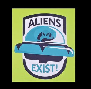 Aliens Exist Light Blue Alien Emblem Sticker