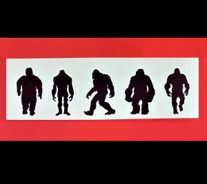 Bigfoot Black Shadows Stickers #1, 5 Pack Small Stickers Sheet