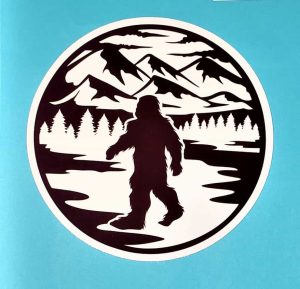 Bigfoot Black Cut Out Scene Circle #1 Sticker