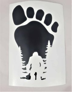 Bigfoot In Toe Footprint Scene Decal Style Bumper Sticker