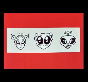 Black Alien Heads #1, 3 Pack Sticker Sheet