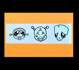 Black Alien Heads #10, 3 Pack Sticker Sheet