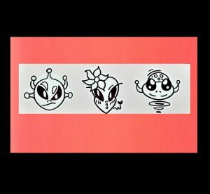 Black Alien Heads #3, 3 Pack Sticker Sheet