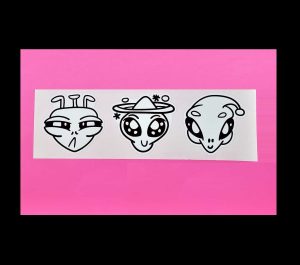 Black Alien Heads #6, 3 Pack Sticker Sheet