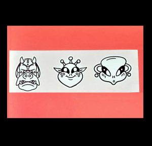 Black Alien Heads #9, 3 Pack Sticker Sheet