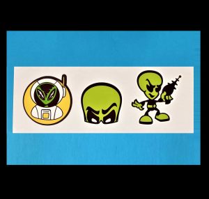 Bold Alien Badge Stickers #4, 3 Pack Sticker Sheet