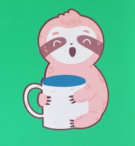 Brown Sloth With Coffee Cup Sticker