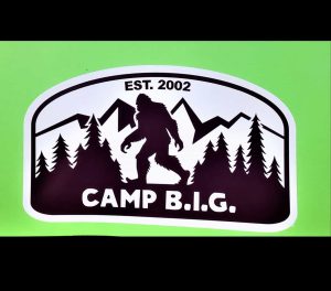 Camp BIG Long Arch Black Bigfoot Emblem Sticker