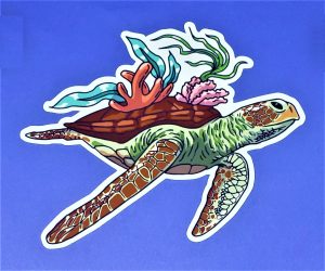 Coasting Decorated Sea Turtle Sticker