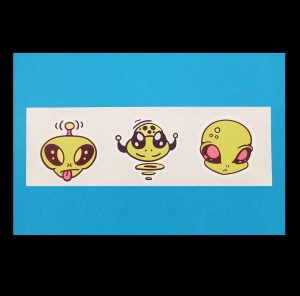 Colored Alien Heads #5, 3 Pack Sticker Sheet