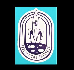 Explore The Universe Navy Alien Emblem Sticker