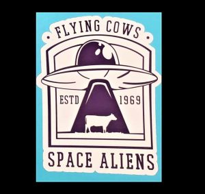 Flying Cows Navy Alien Emblem Sticker