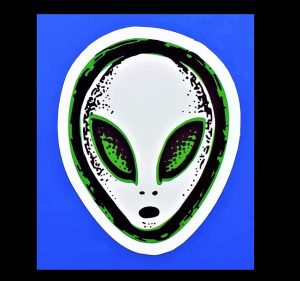 Green and Black Alien Head Sticker