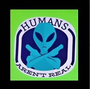 Humans Aren’t Real Light Blue Alien Emblem Sticker