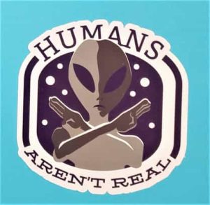 Humans Aren’t Real Navy Alien Emblem Sticker