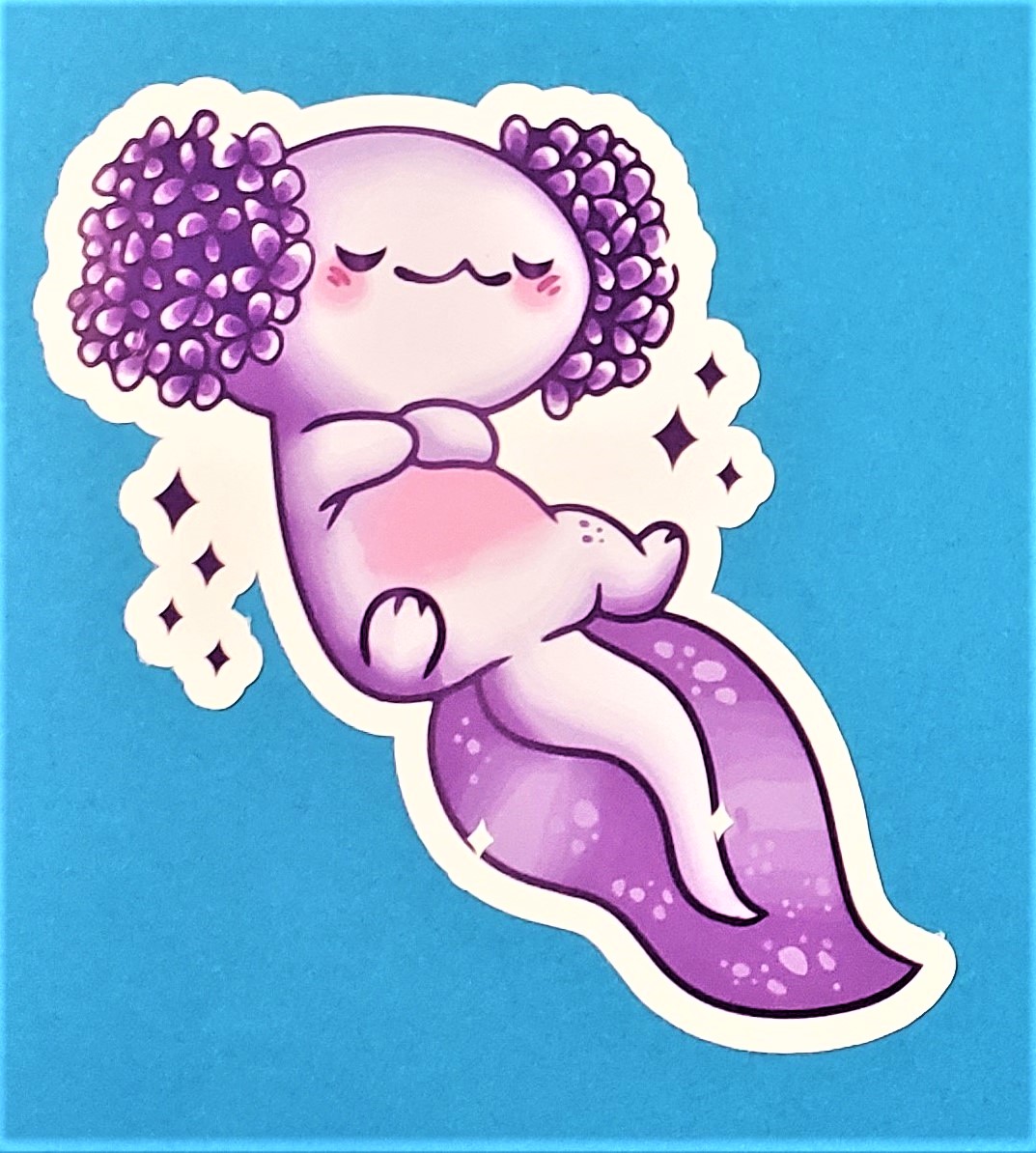 Purple Axolotl 1 Sticker Abstract Alien Art