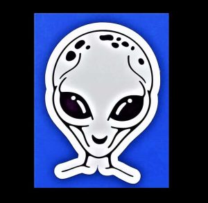 Sketched Single Alien Head Sticker