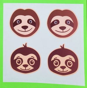 Brown Sloth Faces 4 Pack Sticker Sheet