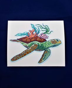 Coasting Decorated Sea Turtle Laminated Vinyl Bumper Sticker