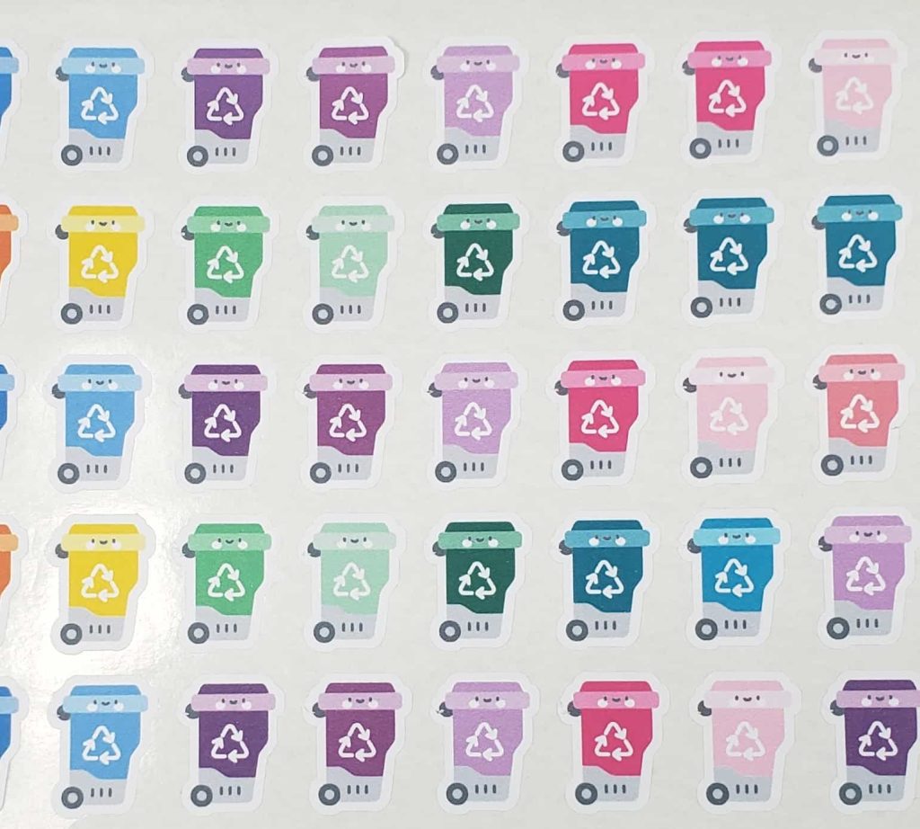 Kawaii Recycle Bins Custom Planner/Calendar Stickers Abstract Alien Art