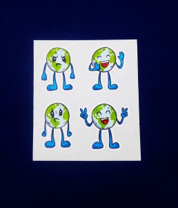 Cute Assorted Earths 4 Pack Sticker Sheet