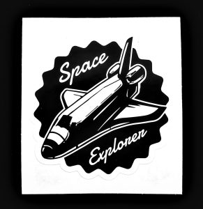 Space Explorer Wavy Black Space Emblem Sticker 