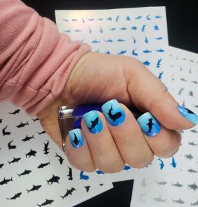 Sharks Colored Nail Vinyl Stickers for Nail Art and Nails