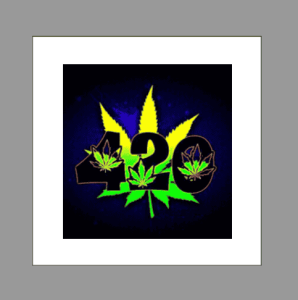Dark Navy Square 420 Pot Leaf Adult Sticker