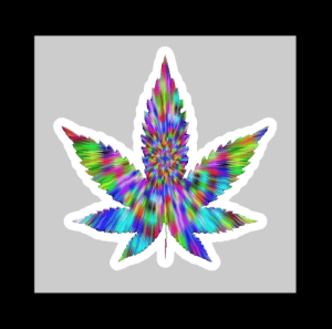 Psychedelic Rainbow Pot Leaf 420 Adult Sticker