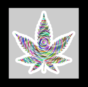 Psychedelic Swirl Pot Leaf 420 Adult Sticker