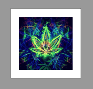 Psychedelic Weed Square 420 Adult Sticker