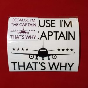 Because I’m The Captain That’s Why Aviation Bumper Sticker